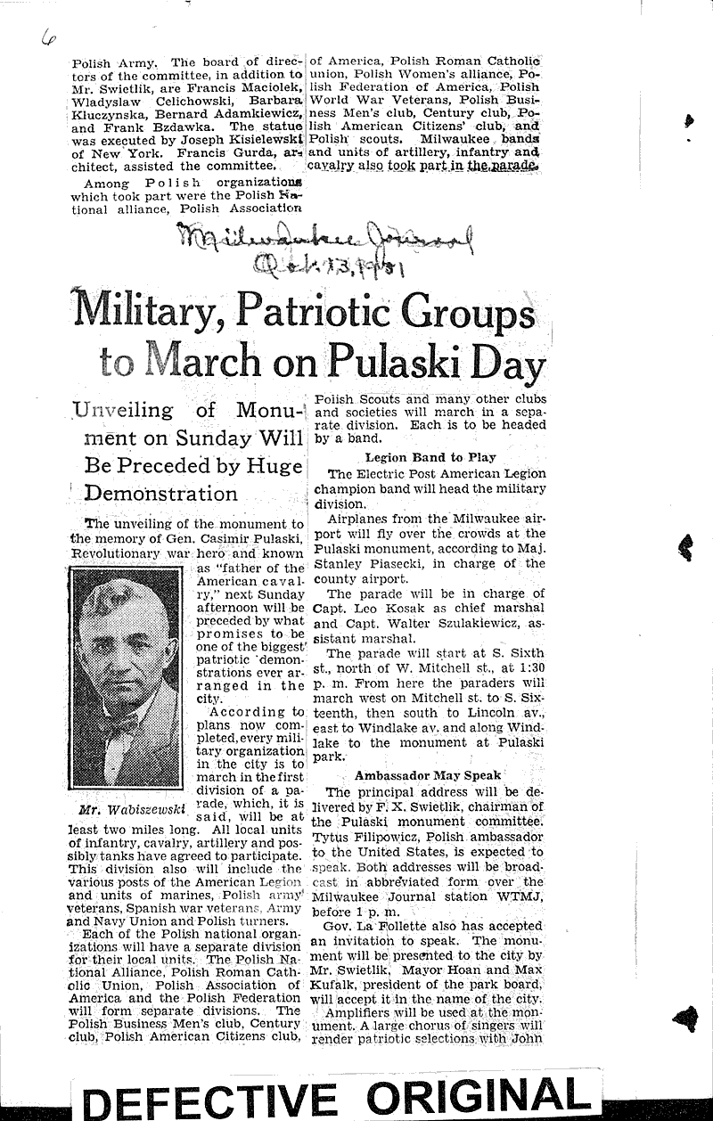  Source: Milwaukee Sentinel Topics: Wars Date: 1931-10-19