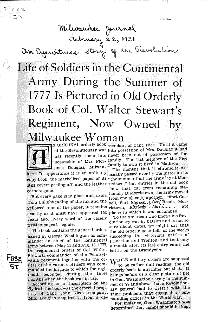  Source: Milwaukee Journal Topics: Wars Date: 1931-02-22