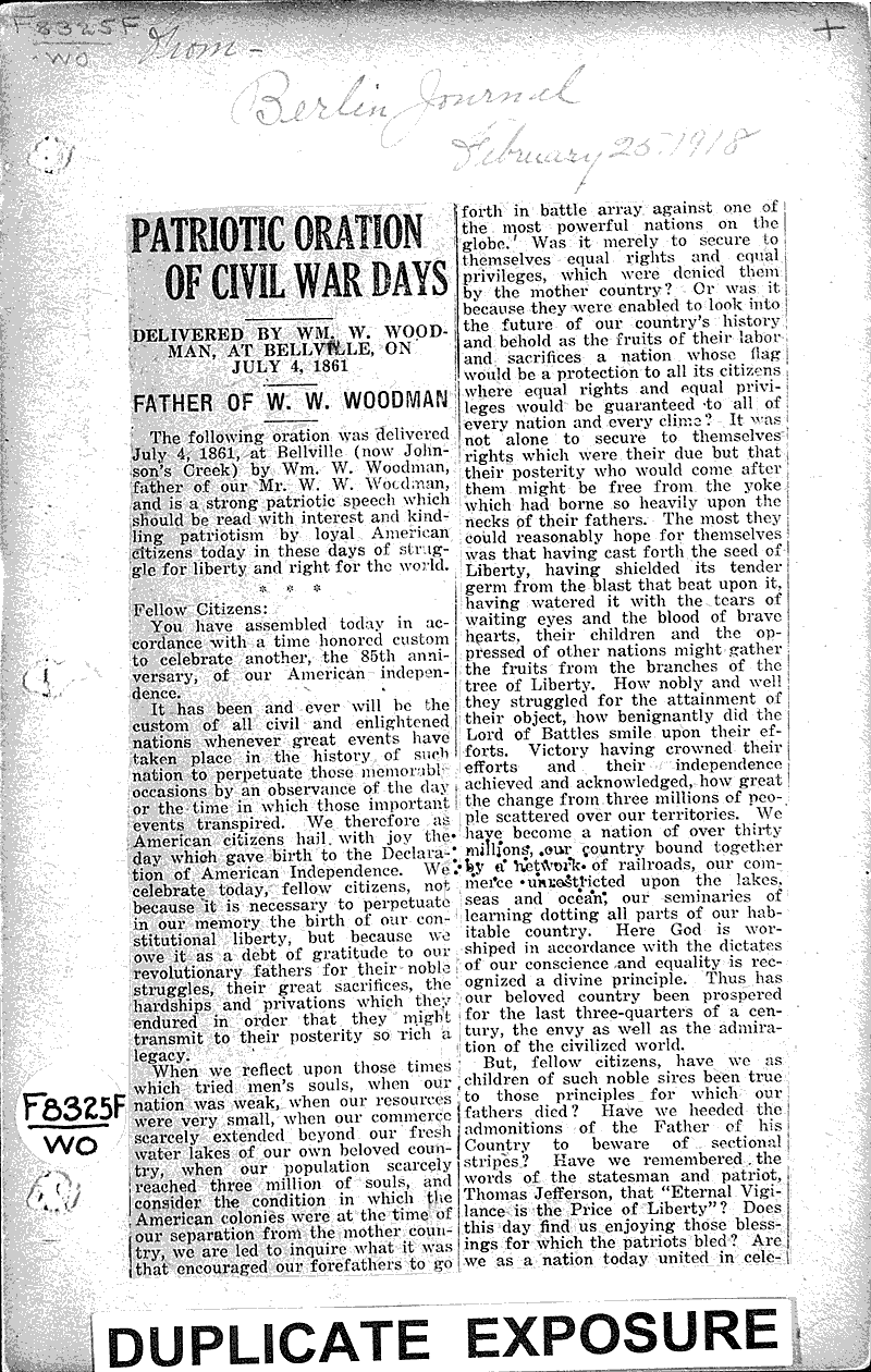  Source: Berlin Journal Topics: Civil War Date: 1918-02-25