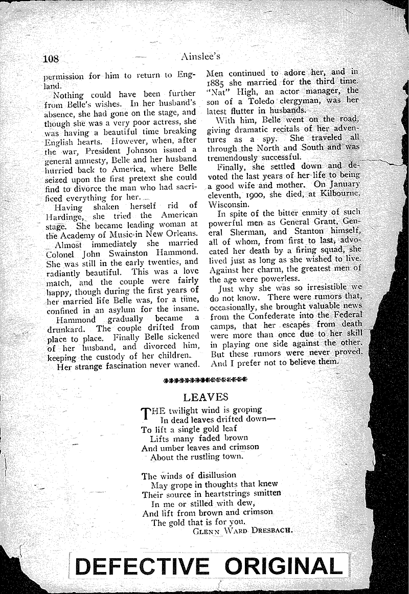  Source: Ainslee's Topics: Civil War Date: 1921-11-??