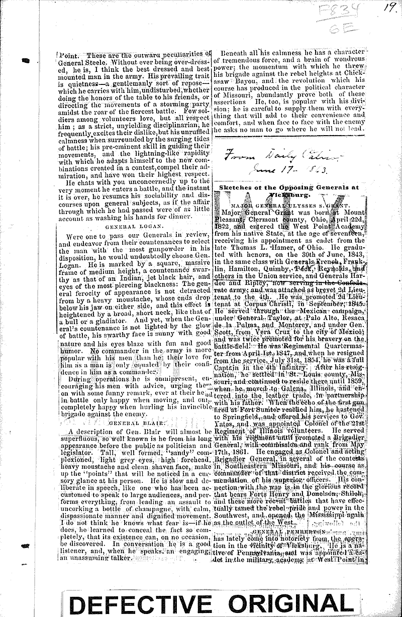  Topics: Civil War Date: 1863-06-17
