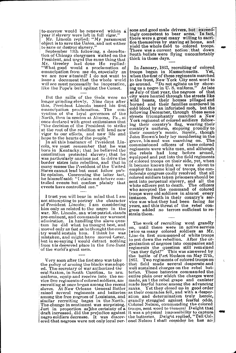  Source: Milwaukee Sunday Telegraph Topics: Civil War Date: 1888-10-07