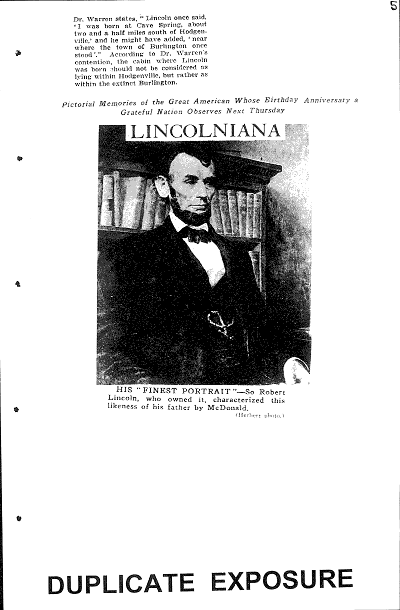  Source: Chicago Sunday Tribune Topics: Civil War Date: 1931-02-08