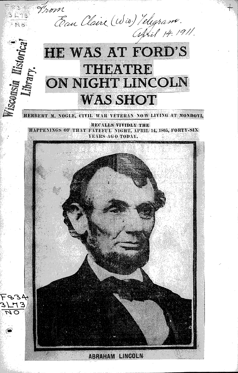  Source: Eau Claire Telegram Topics: Civil War Date: 1911-04-14