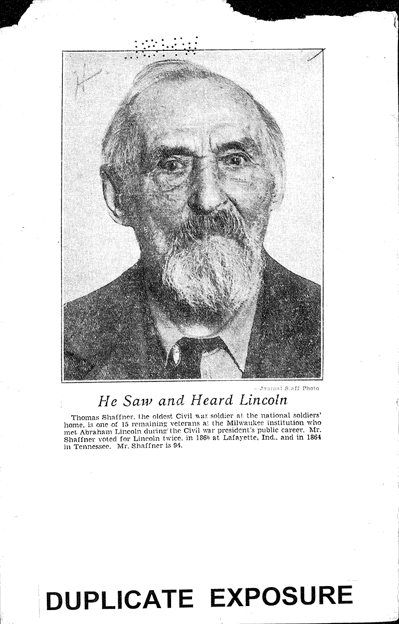  Source: Milwaukee Journal Topics: Civil War Date: 1932-02-12