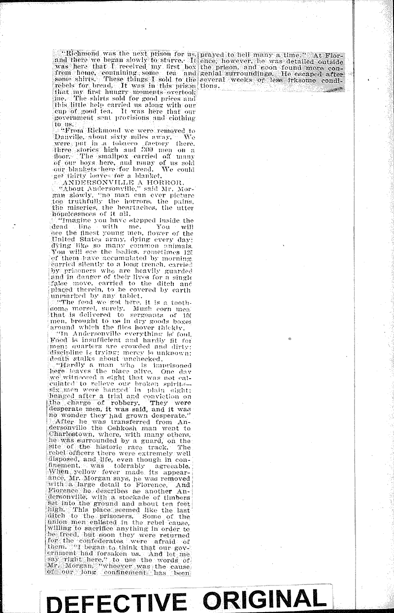  Source: Oshkosh Northwestern Topics: Civil War Date: 1910-11-19