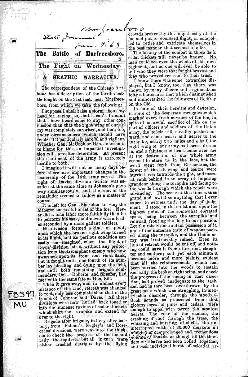  Topics: Civil War Date: 1863-01-09