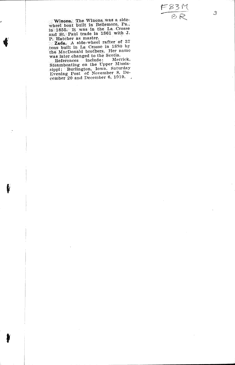  Source: La Crosse Tribune and Leader-Press Topics: Transportation Date: 1931-03-01
