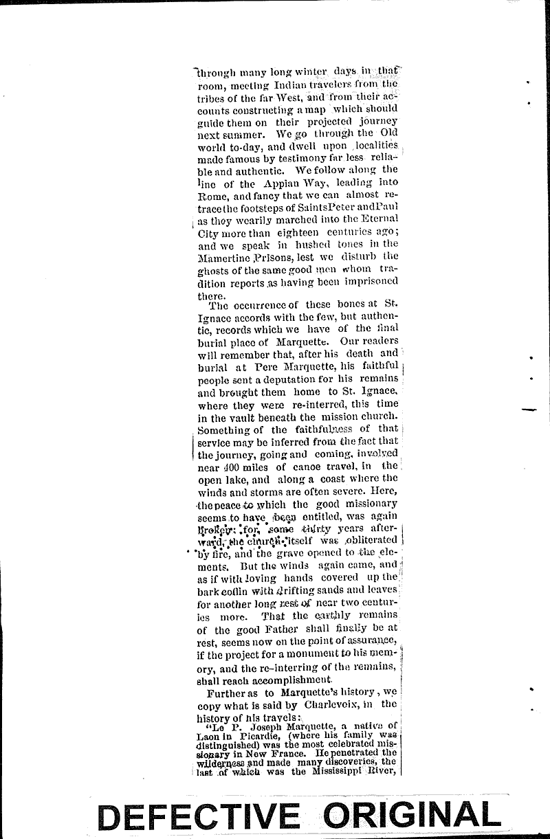 Marquette discovery Source: Green Bay Advocate Topics: Industry Date: 1878-08-29
