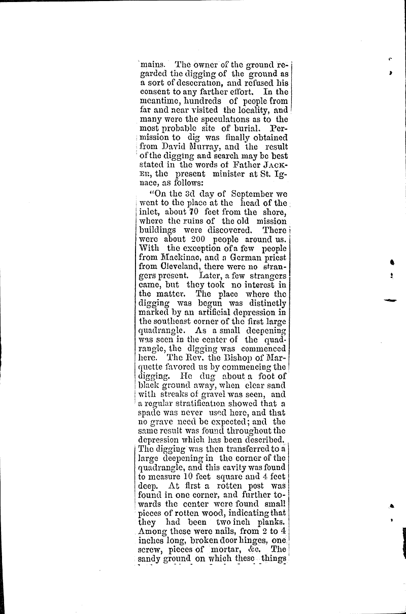 Marquette discovery Source: Green Bay Advocate Topics: Industry Date: 1878-08-29