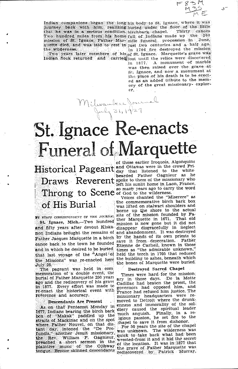  Source: Milwaukee Journal Date: 1927-07-31