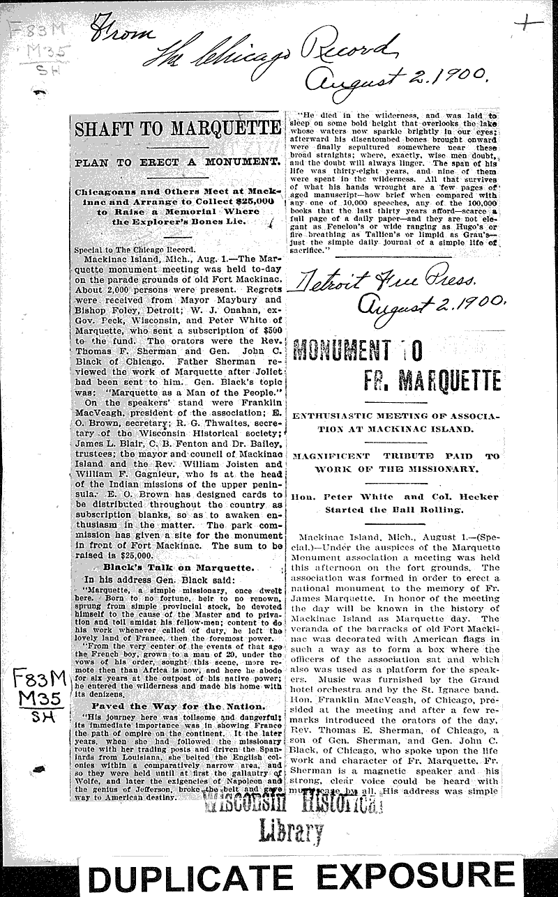  Source: Chicago Record Topics: Architecture Date: 1900-08-02