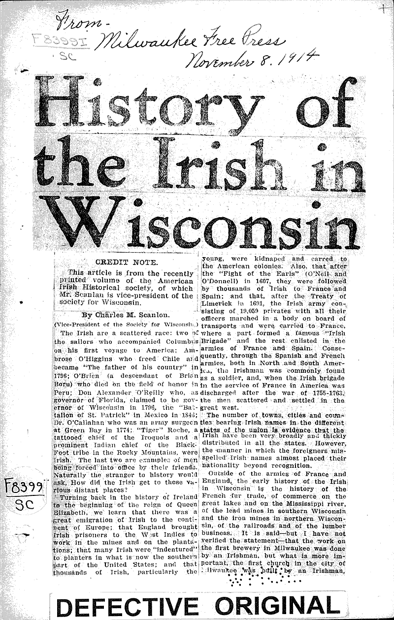  Source: Milwaukee Free Press Topics: Immigrants Date: 1914-11-08