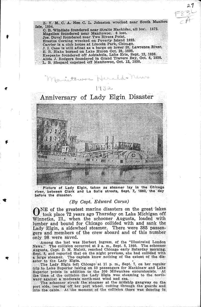  Source: Manitowoc Herald-News Topics: Transportation Date: 1931-10-15