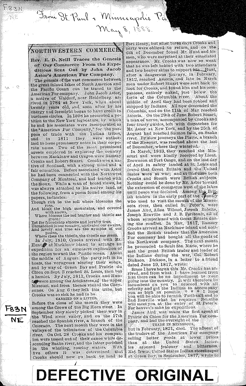 Northwestern Commerce Topics: Industry Date: 1888-05-08