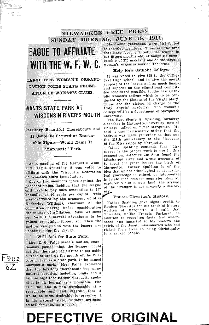  Source: Milwaukee Free Press Topics: Social and Political Movements Date: 1911-06-18