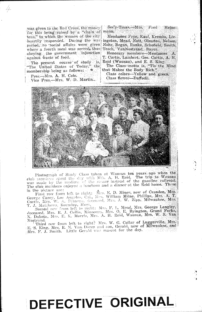 Merrill study class was founded in 1880 Newspaper Article/Clipping