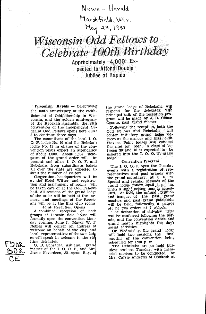  Source: Marshfield News-Herald Topics: Social and Political Movements Date: 1935-05-23