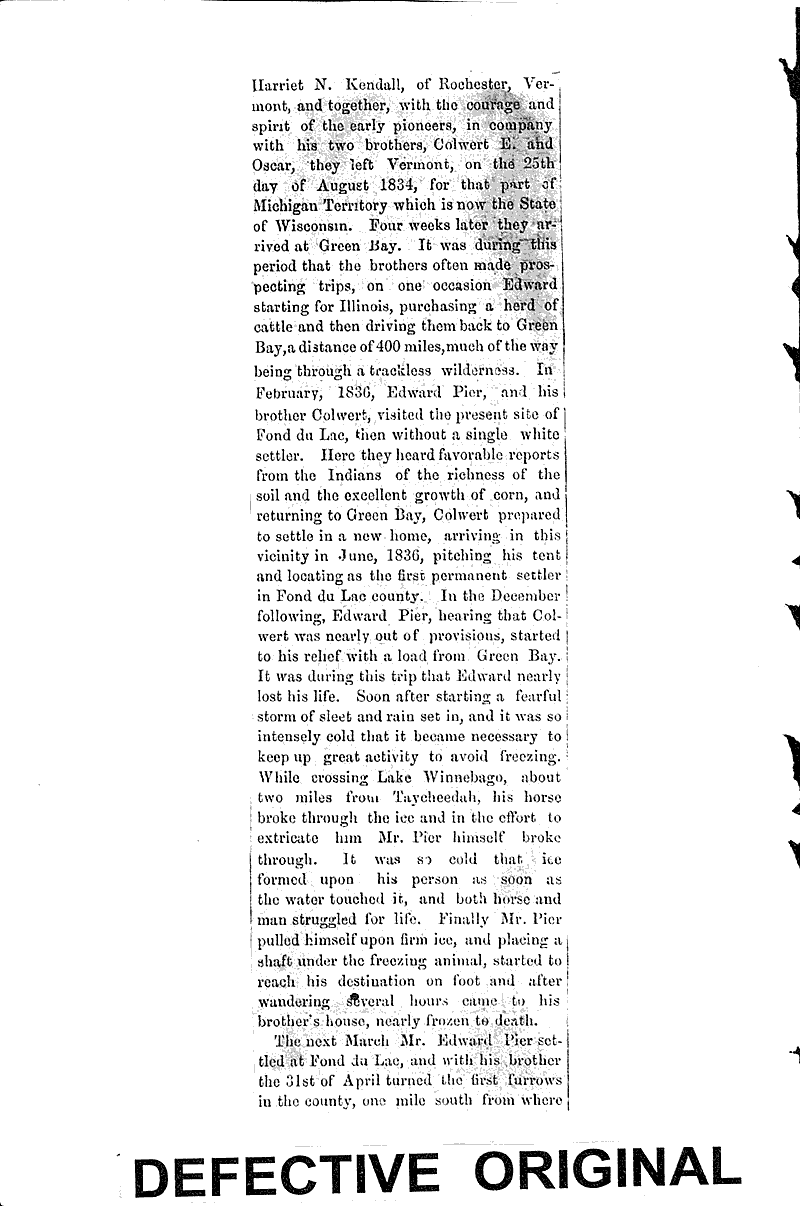 Obituary-Edward Pier Source: Fond du Lac Commonwealth Date: 1877-11-10