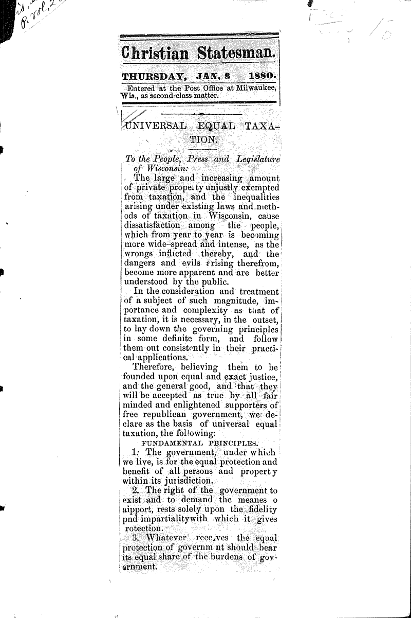  Topics: Social and Political Movements Date: 1880-01-08