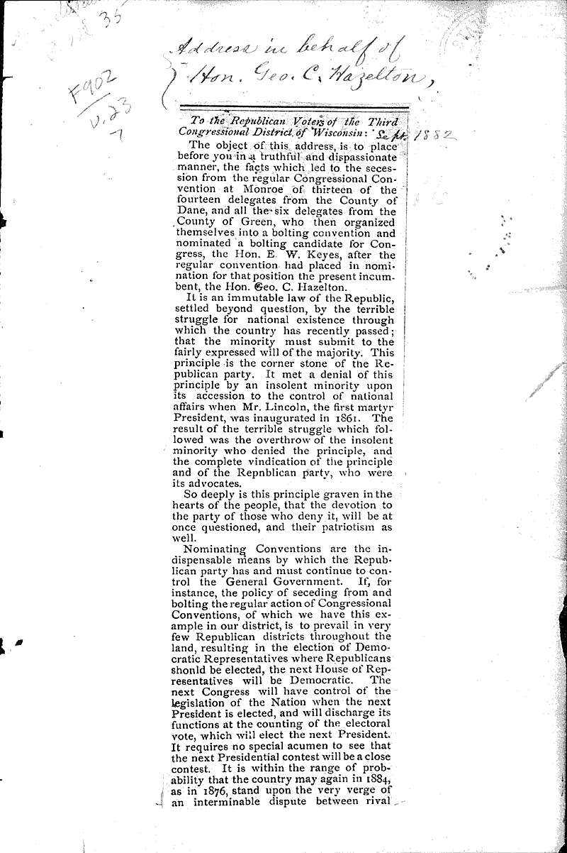  Topics: Government and Politics Date: 1882-09-??
