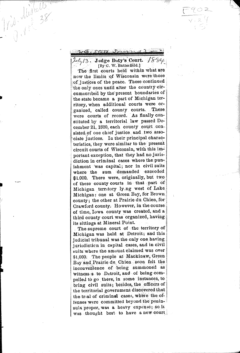  Source: Wisconsin State Journal Topics: Government and Politics Date: 1884-07-13