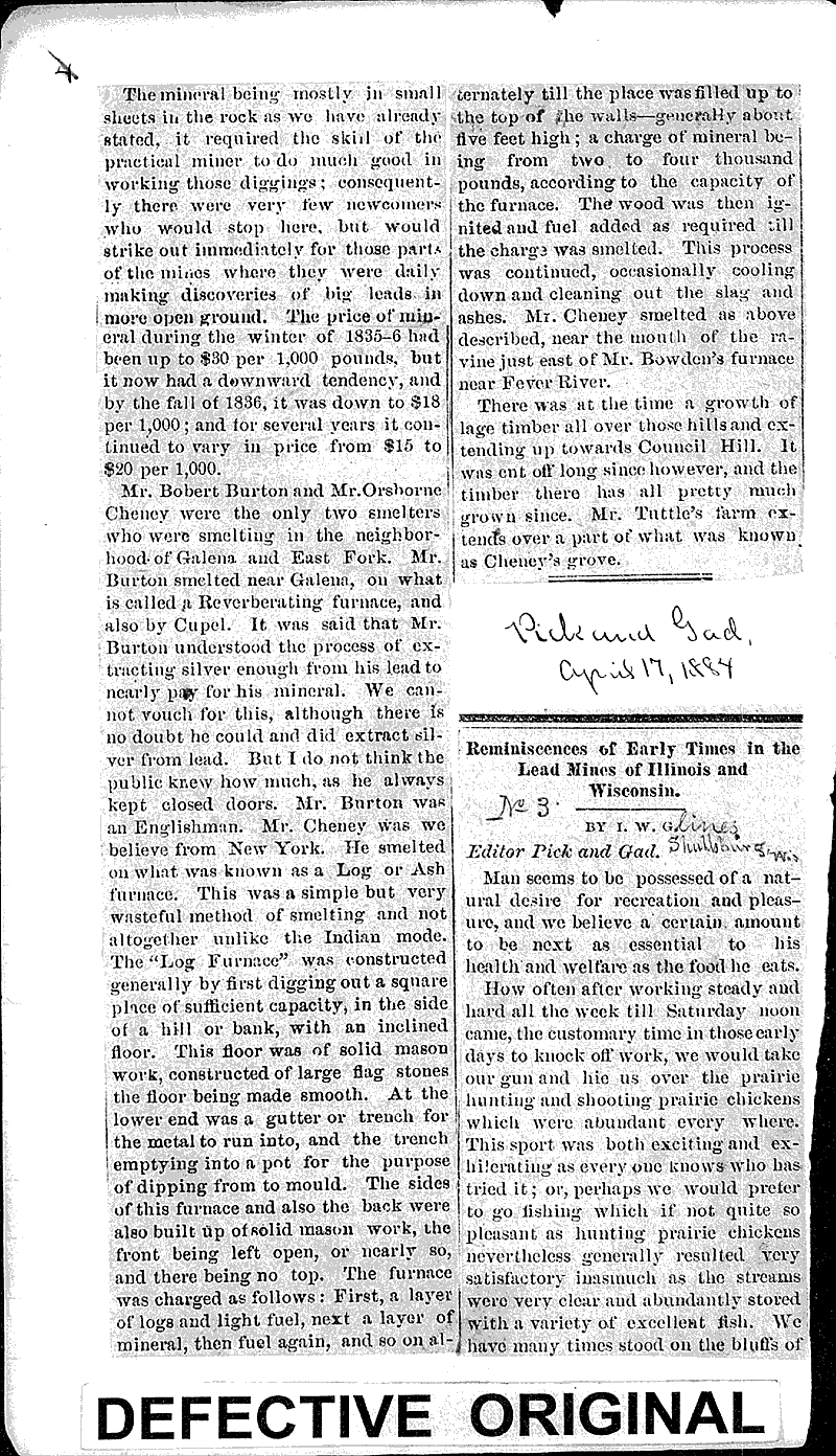 Reminiscences of early times in the lead mines of Illinois and