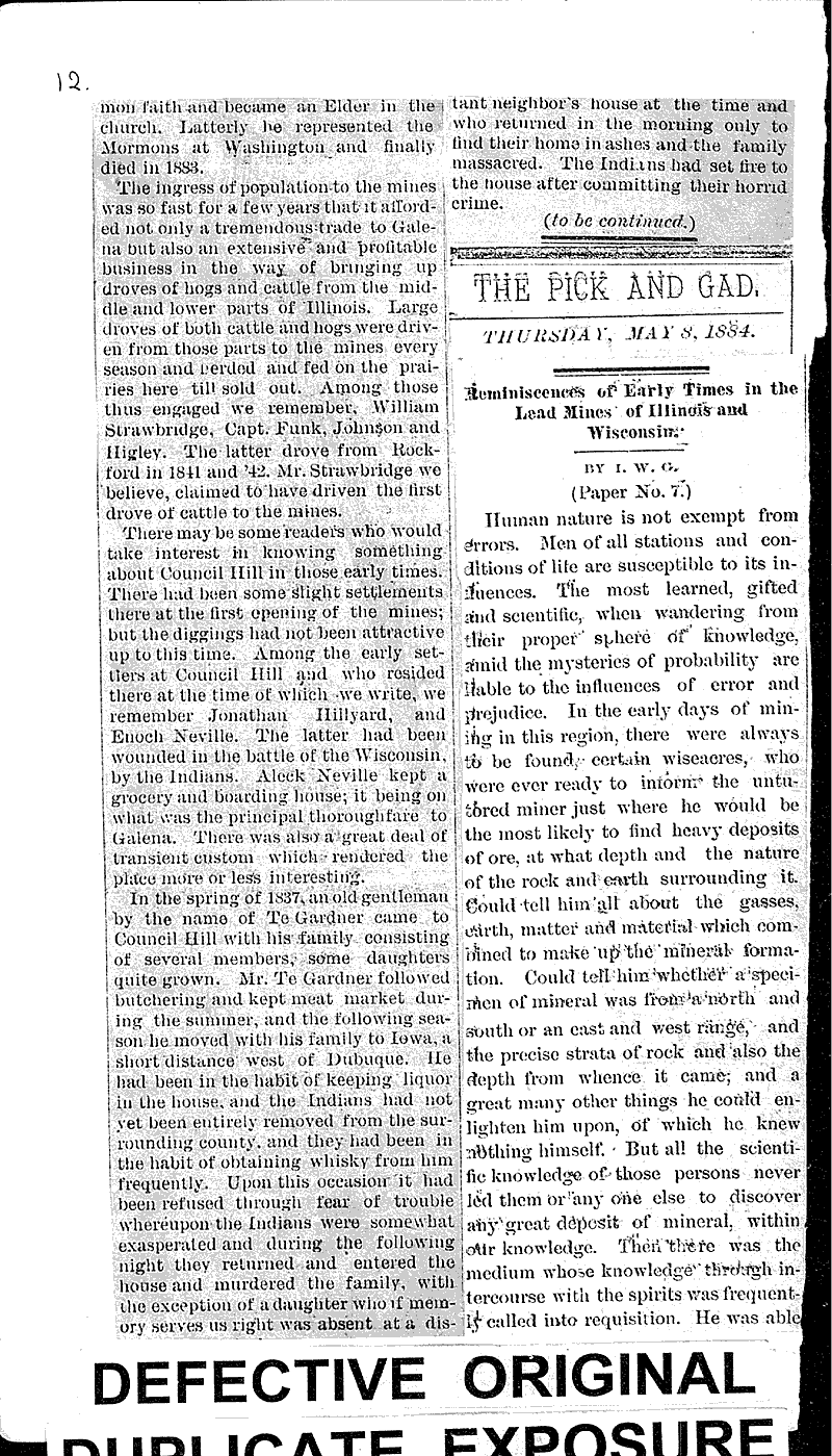 Reminiscences of early times in the lead mines of Illinois and