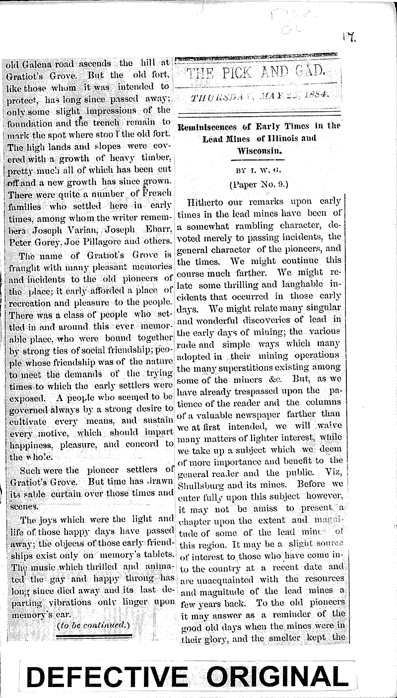 Reminiscences of early times in the lead mines of Illinois and