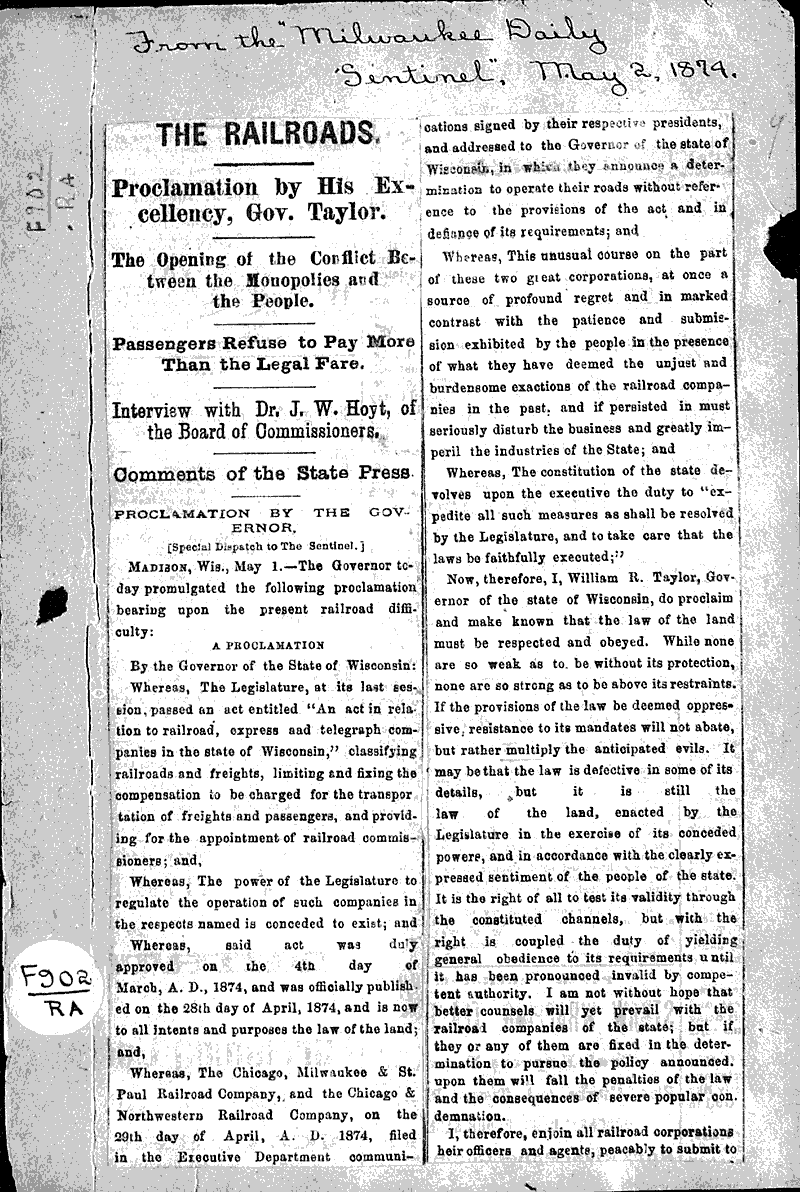  Source: Milwaukee Sentinel Topics: Transportation Date: 1879-05-02