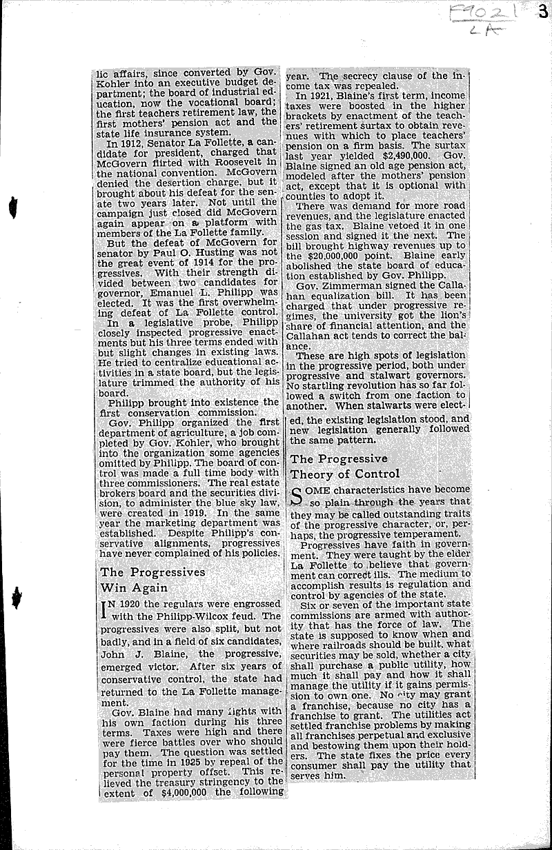  Source: Milwaukee Journal Topics: Government and Politics Date: 1930-10-21