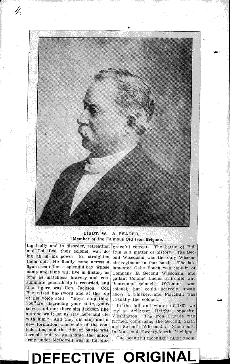  Source: Fond du Lac Bulletin Topics: Civil War Date: 1906-01-21