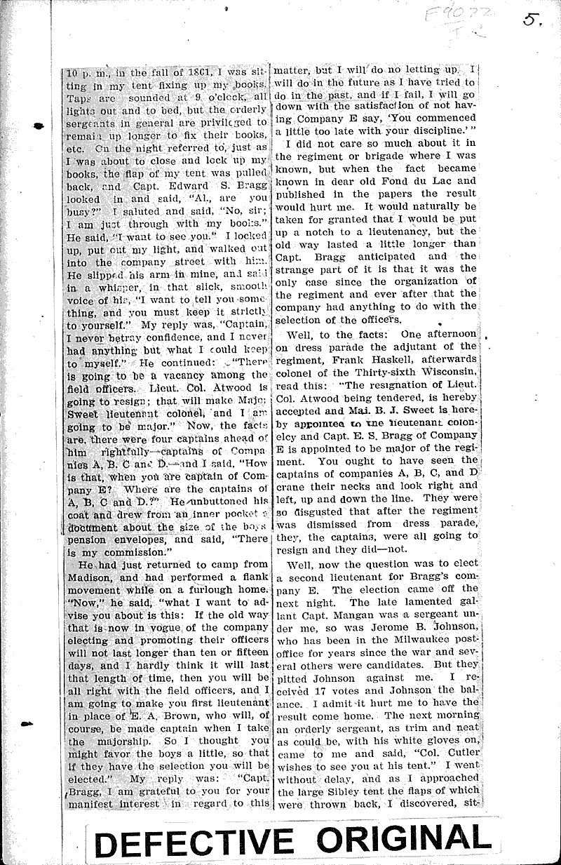  Source: Fond du Lac Bulletin Topics: Civil War Date: 1906-01-21