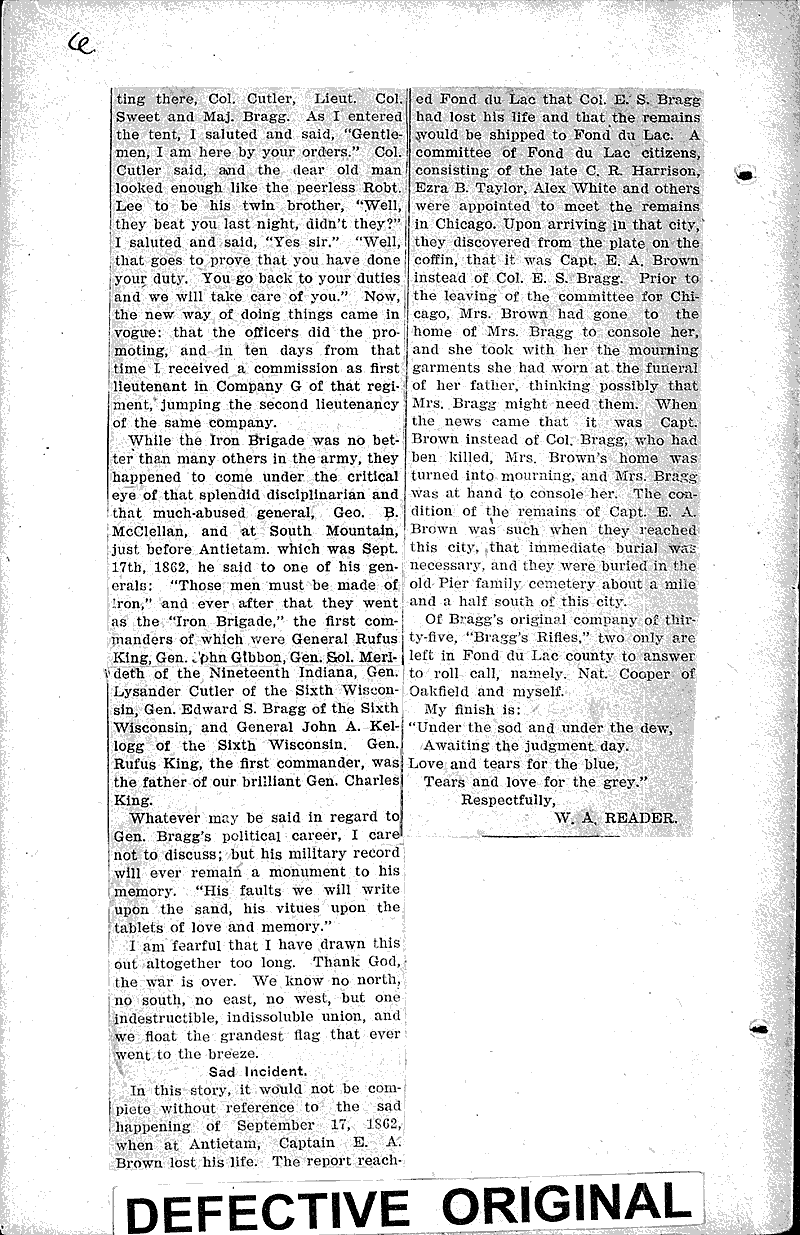  Source: Fond du Lac Bulletin Topics: Civil War Date: 1906-01-21
