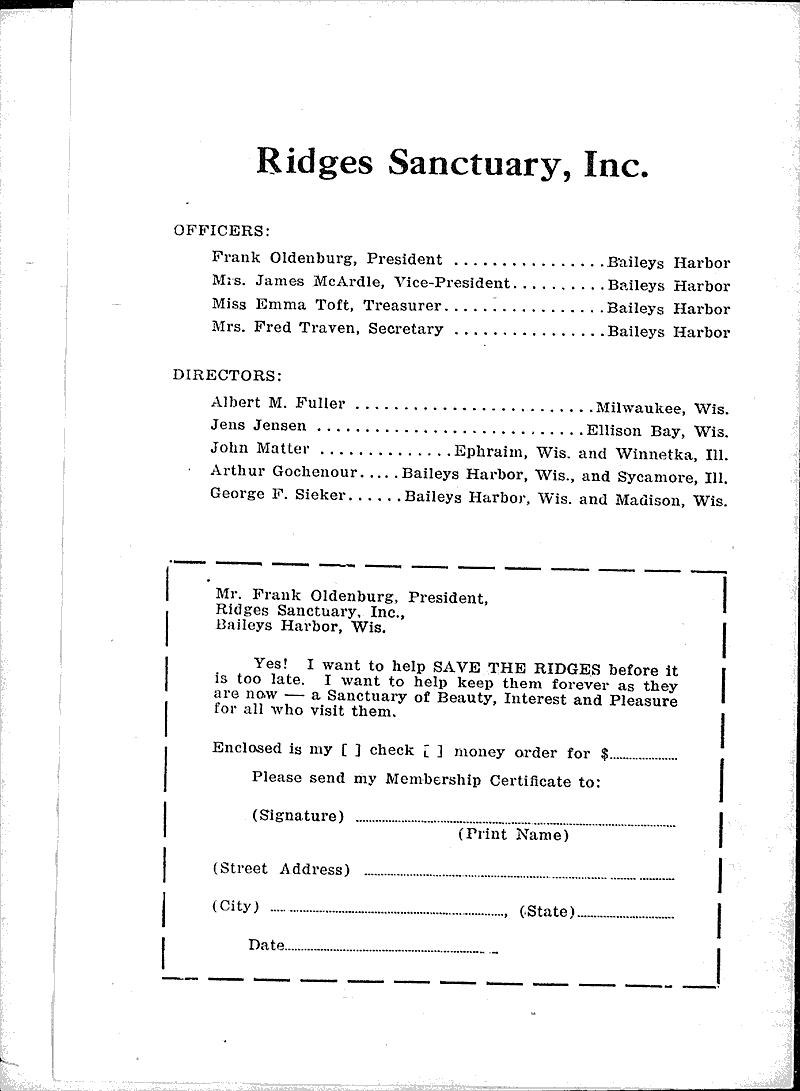 Save the ridges at Baileys Harbor Newspaper Article/Clipping