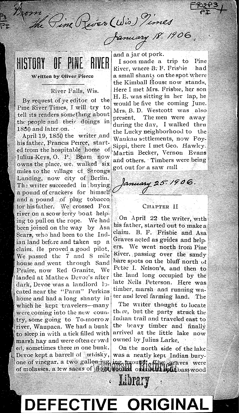  Source: Pine River Times Topics: Transportation Date: 1906-01-18