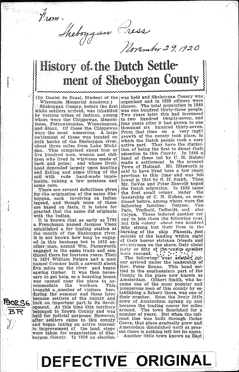  Source: Sheboygan Press Date: 1920-11-29