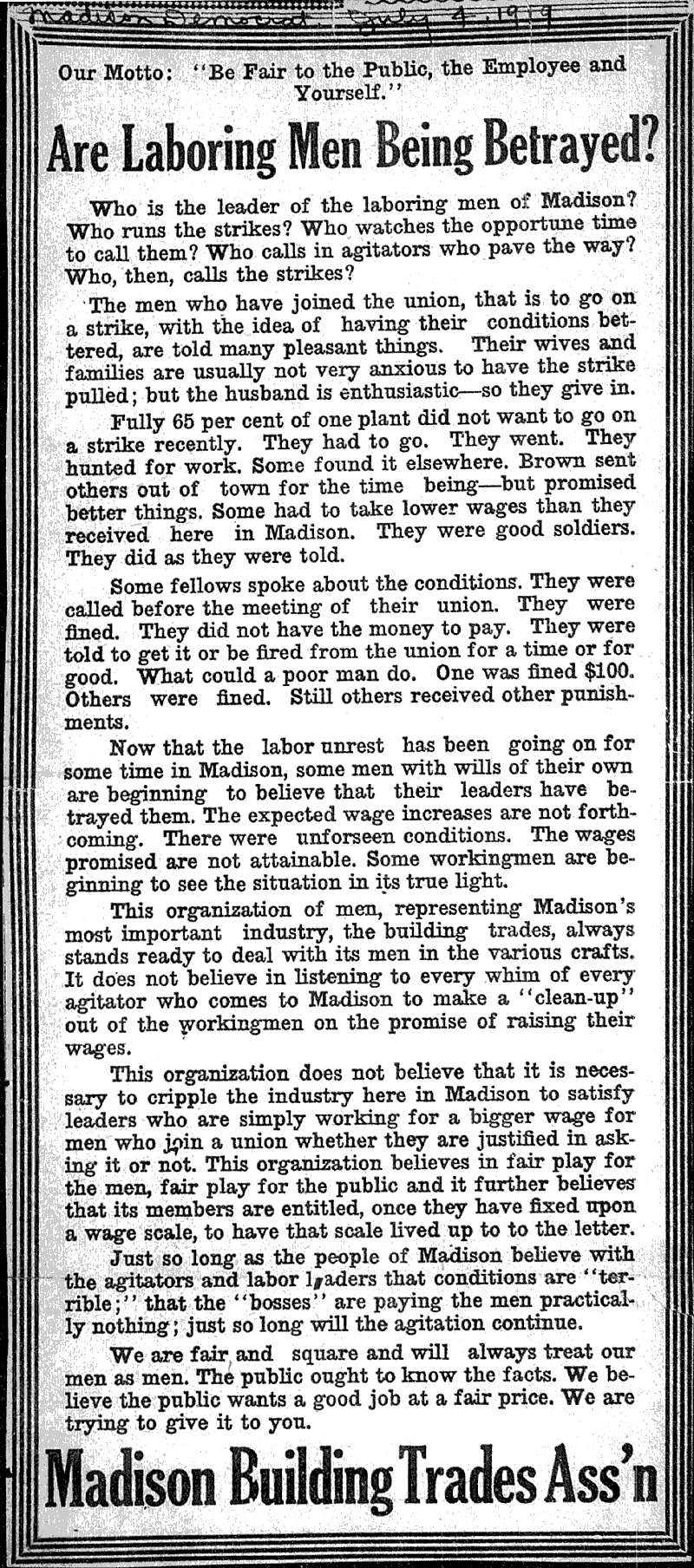  Source: Madison Democrat Topics: Social and Political Movements Date: 1919-07-??