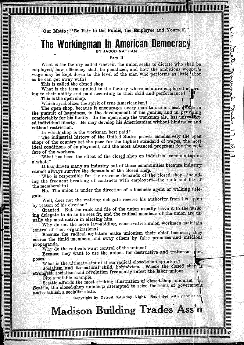  Source: Madison Democrat Topics: Social and Political Movements Date: 1919-07-??