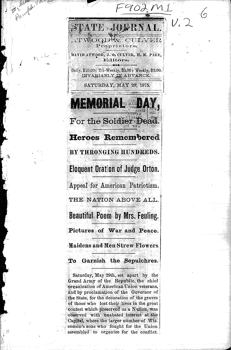  Source: Wisconsin State Journal Topics: Wars Date: 1875-05-29