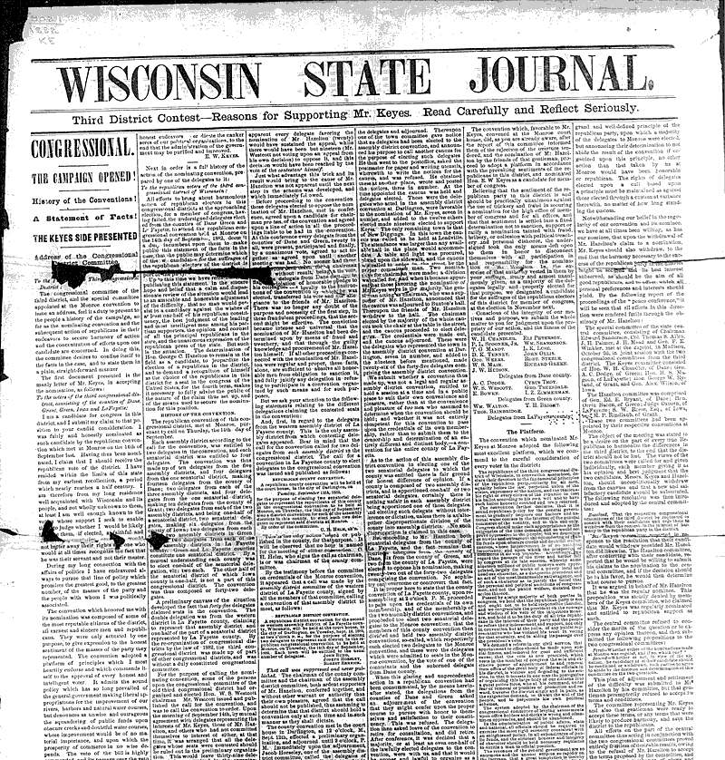  Source: Wisconsin State Journal Topics: Government and Politics Date: 1882-10-17
