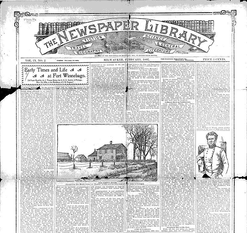 Early times and life at Fort Winnebago Newspaper Article/Clipping